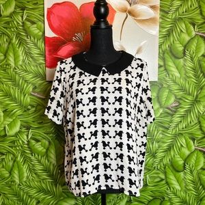 ⚡️🐩Poodle Print Blouse Peter Pan Collar 🐩⚡️